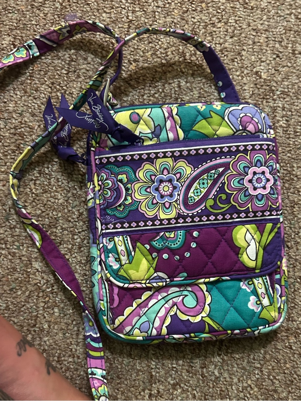 Vera Bradley Purple & Teal Floral Quilted Crossbody